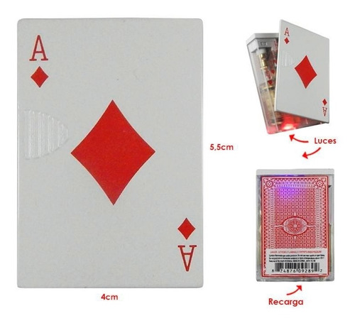 Encendedor Recargable Forma Carta Poker As Diamantes Desliza
