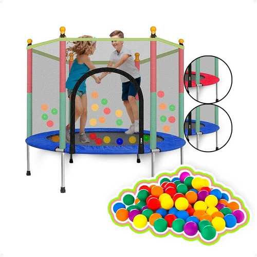 Imagen 1 de 7 de Trampolín Cama Elástica Cobertor Red De Colores Niños Otec