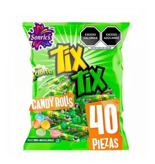 Tix Tix Candy Roll Sonric´s Sabor Acidito Dulce 40 Piezas
