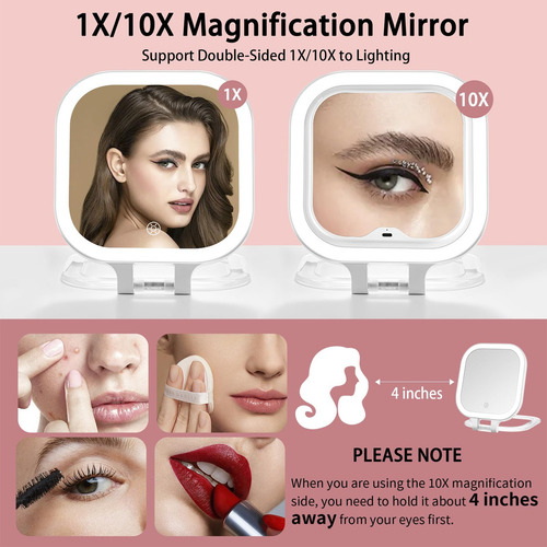 Espejo De Tocador De Maquillaje De Viaje Recargable Con