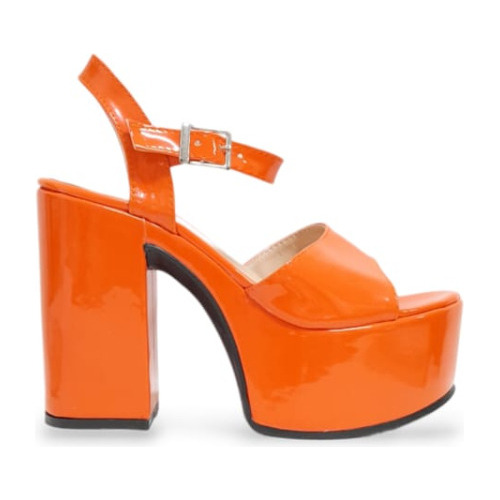 Imagen 2 de 4 de Sandalias París Charol Naranja