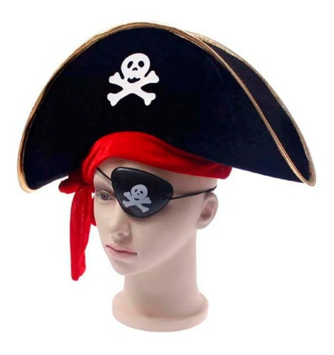 Gorro Sombrero Pirata Y Parche Ojo Disfraz Halloween