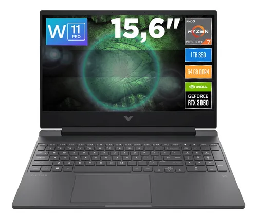 Portátil Gamer Hp Victus Ryzen 7 Rtx 3050 64 Gb 1tb Win 11