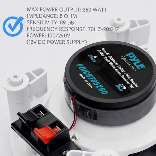 Pyle Par De 6.5 Bluetooth Montaje Empotrado En Pared Sistem