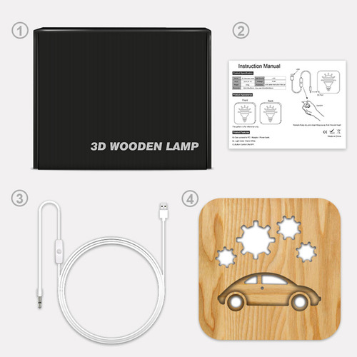 Luz De Escritorio Usb Led De Madera Con Luz Nocturna