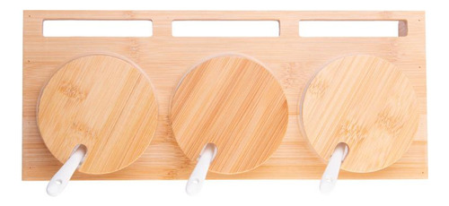 Porta Temperos de Vidro Borossilicato com Tampa e Suporte de Bambu Conjunto Com 3 Potes de 230ml - Wolff