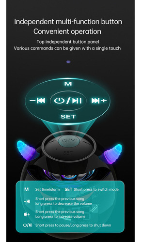 Altavoz Bluetooth Reloj Despertador Audio Mini Subwoofer