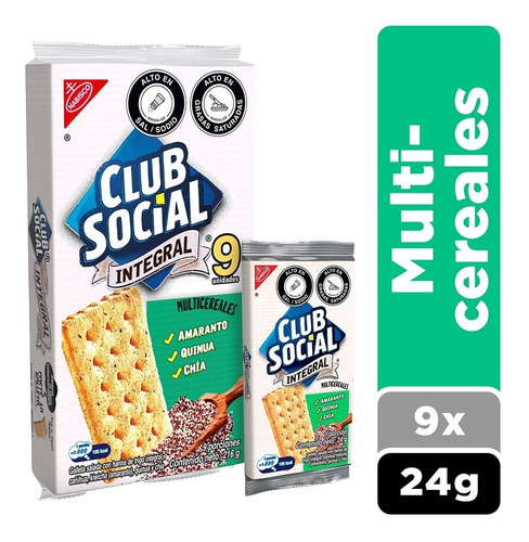 Galletas Club Social Multicereal Paquete 216grs X9 Uds