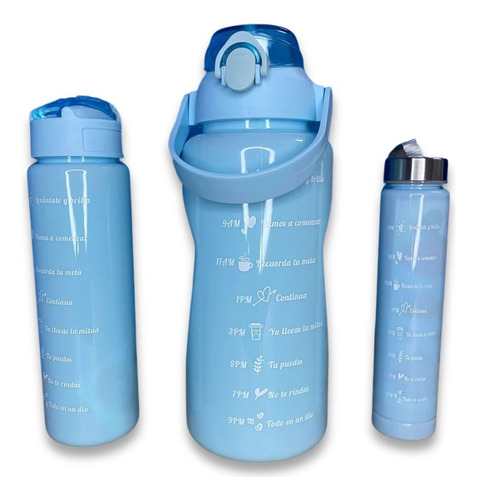 Botellas De Agua Motivacionales Set X3 2l, 1l, 300