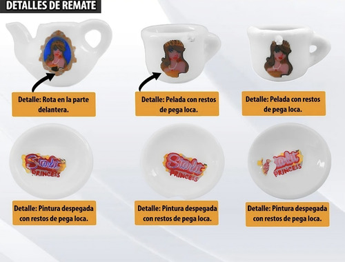 Imagen 5 de 8 de Remate Juego De Te 7pz Porcelana Niña Tetera Plato Diversion