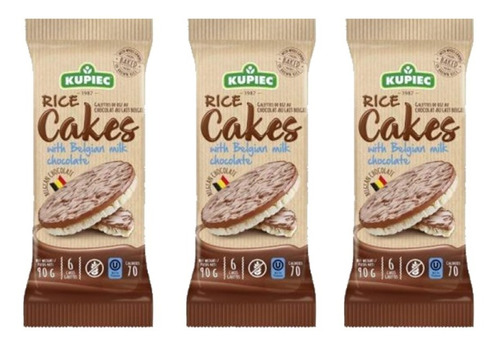 Pack Galletas De Arroz Con Chocolate De Leche Kupiec X 3