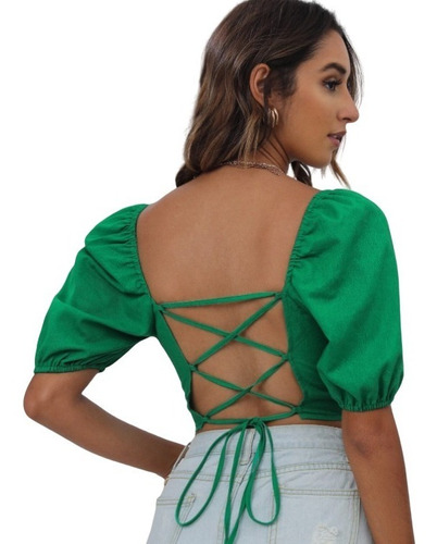 Blusa Top Corto Con Espalda Abierta Sexy Bonita