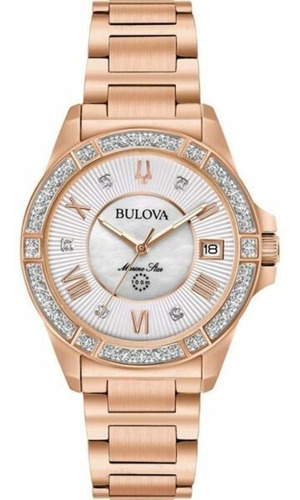 Reloj Mujer Bulova Crystal Rose Oro 98r258 Dial Analog