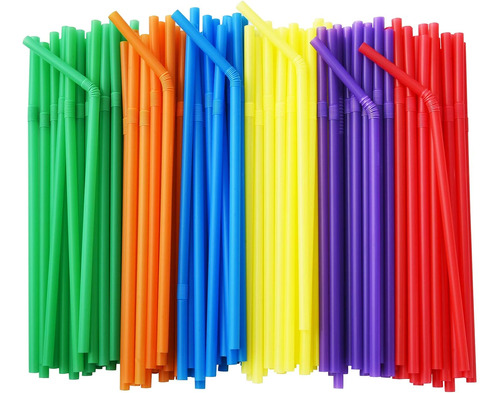 Paquete De 500 Pajitas Flexibles De Colores Sólidos, Pajitas