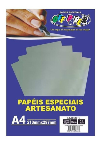 Papel Lamicote A4 250g/m² 10 Folhas Off Paper Prata