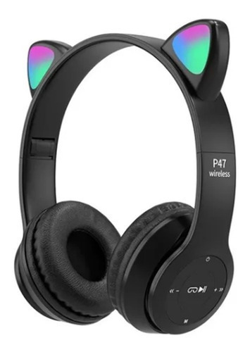 Auriculares Bluetooth Negro Para Nenas Orejas Gatito Y47