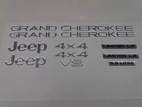 Adesivo Resinado Para Jeep Grand Cherokee Limited V8 19027 Cor CROMADO