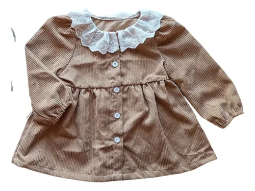 Vestido En Pana Bebe Caramel Con Cuello