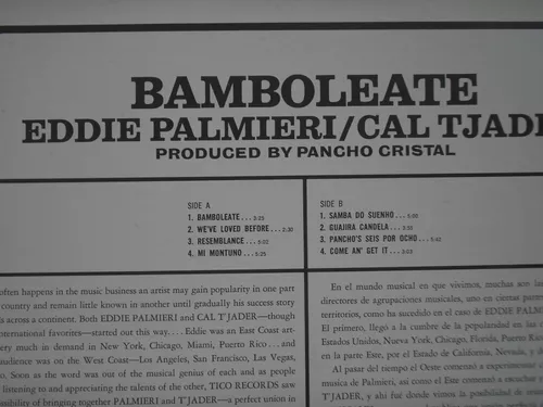 Eddie Palmieri And Cal T'jader LP. Title: Bamboleate(Like New). Mercado  Libre