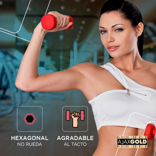 Imagen 4 de 7 de Mancuerna Pesa Goma Recubierta 4 Kg Gym Fitness Funcional