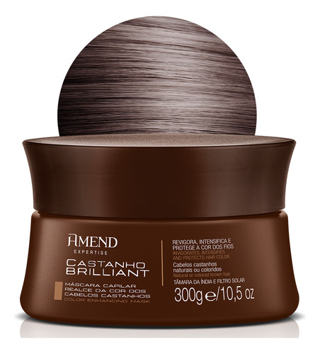 Máscara Amend Castanho Brilliant Realce Da Cor 300g