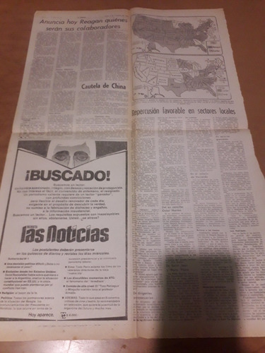 Tapa Diario La Prensa 06 11 1980 Reagan San Lorenzo River (Usado)