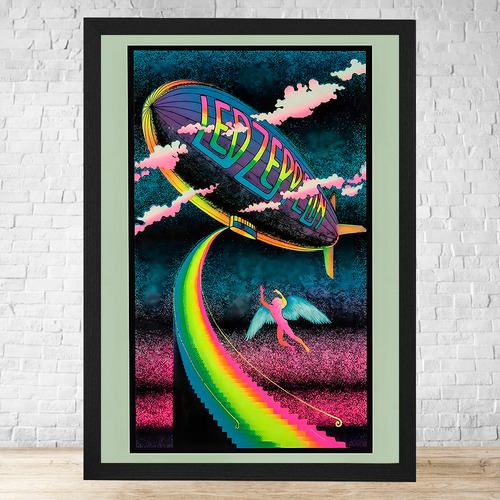 Cuadro Led Zeppelin 30x40 Cm Vidrio Listo Para Colgar C361 Negro Clasico