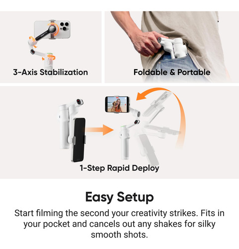 Gimbal Para Teléfono Insta360 Flow 2 Pro, Gris, Con Rastread