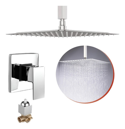 Kit Misturador Monocomando 1/2 Com Ducha Chuveiro Prata Luxo