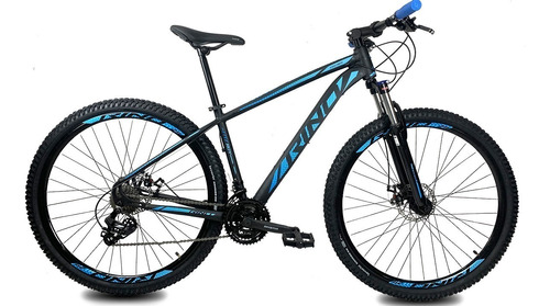 Bicicleta Aro 29 Rino Fitz Roy Cab. Interno - 24v K7 + Trava Cor Preto/azul Tamanho Do Quadro 17