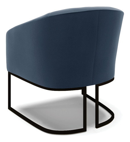 Poltrona Stella Suede Base Metálica Industrial Preto Cor Azul-marinho