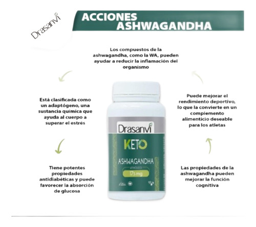 Ashwagandha Keto Drasanvi 500mg 17,5mg Witanólidos + 60 Cap