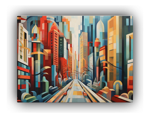 45x30cm Cuadro Geometría De Calles Y Edificios Estilo Neo-n