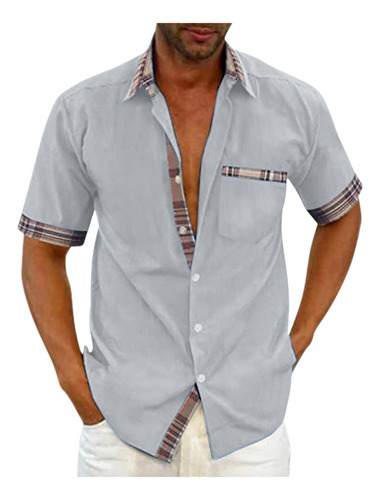 Blusa De Manga Corta Con Cuello Vuelto, Color G, Para Hombre