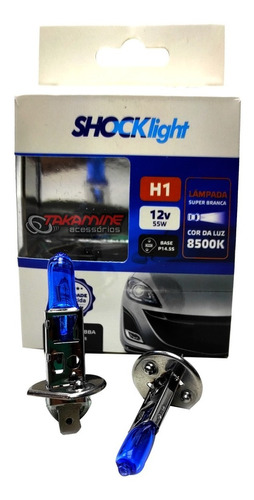 Par Lampada H1 Super Branca Shocklight 8500k 12v 55w Kit