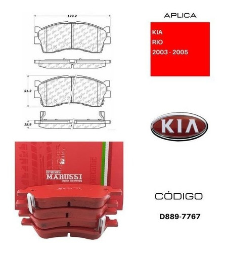 Pastillas Delanteras Frenos Compatible Kia Rio 2003-2005