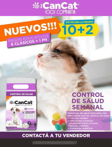 Imagen 2 de 10 de Paños Pañales Entrenamiento Perro 60x60 Cancat X7 Control Ph