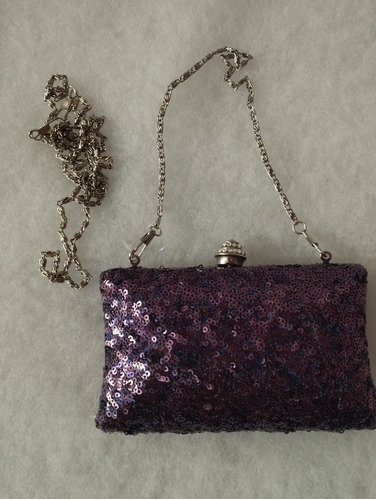 Linda Cartera De Fiesta Morado De Lentejuelas