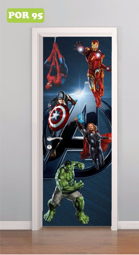 Adesiv0 Decorativo De Porta Vingadores Hulk Homem Aranha