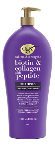 Shampoo Ogx Volumen Y Fuerza Con Colágeno Y Biotina 1.18l