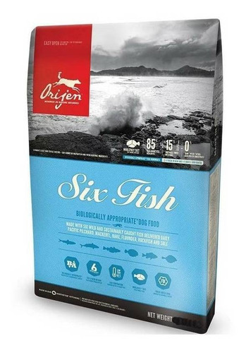 Imagen 1 de 2 de Alimento Orijen Six Fish para perro todas las edades todos los tamaños sabor pescado en bolsa de 2kg