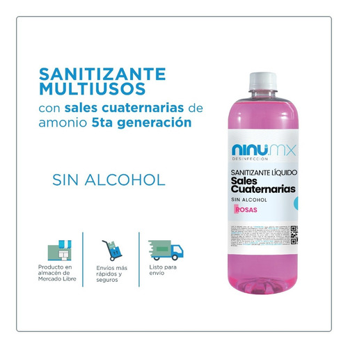 Imagen 4 de 9 de Sanitizante Liquido Desinfectante Ninu 1 Litro Multiusos