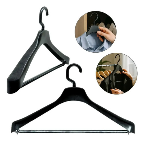 Kit 10 Cabides Terno Casaco Blazer Luxo Com Gancho Giratório Cabide Terno Preto