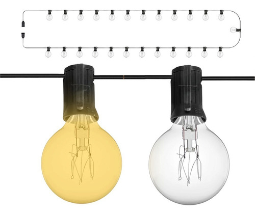 Guirnalda De Luces 25 Focos Para Exterior Impermeable Vintag Blanco