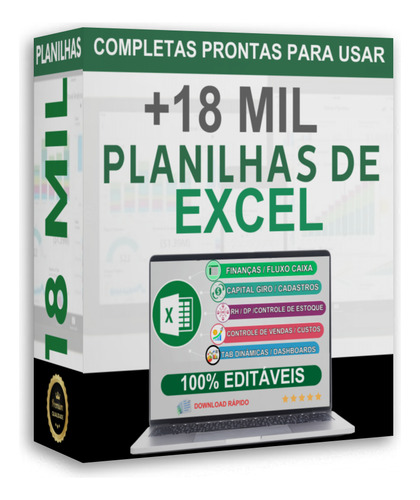 Pacote 18 Mil Planilhas+ 200 Dashboards + 5 Bonus