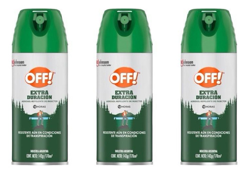 Repelente Mosquito Off Verde Extra Duracion Pack X 3 Unid