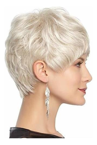 Perucas Pixie Loiras Platinadas Curtas Retas Com Franja
