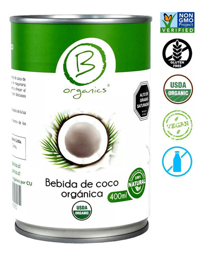 Pack 5 Leches De Coco Orgánica 400ml C/u. Agronewen