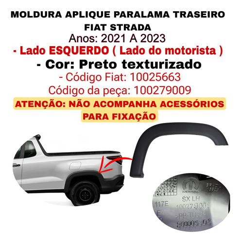 Moldura Paralama Traseiro Strada Endurance 2021 2022 2023 Le