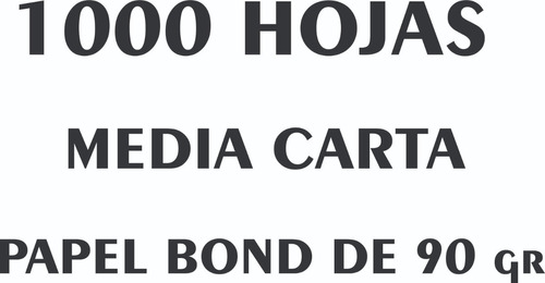 Imagen 1 de 1 de 1000 Hojas Tamaño Media Carta Papel Bond De 90 Grs.